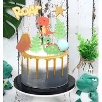 topper Cake Set Dino Dinosaurus Ulang Tahun anak / Cake