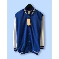 Jaket Baseball Varsity Polos CAMOE PREMIUM & Original - Biru Putih