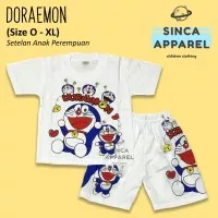 Baju Setelan Anak Cewek Perempuan [Set Kaos Celana] - Doraemon