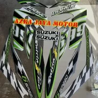 sticker Striping suzuki satria fu 2012 putih hijau list fu barong