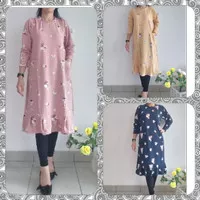 long tunik wanita atasan tunik rumbai pink rempel