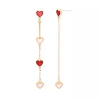 LRC Anting Tusuk Fashion Red Heart-shaped Acrylic Plate S925 F95564