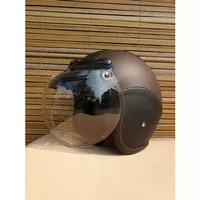 helm bogo dewasa warna hitam coklat kaca cembung bening