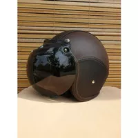 helm bogo dewasa warna hitam coklat kaca cembung hitam