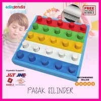 Pasak warna silinder - Mainan Edukasi Edukatif Anak Kayu Balok Puzzle