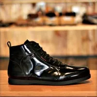BRADLEYS - Sepatu Boot Casual pria - ANUBIS black patent - Kulit Asli