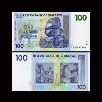 ZIMBABWE 100 DOLLAR 2007 UNC ORIGINAL UANG ZIMBABWE 1 LEMBAR