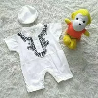 Baju koko anak bayi cowok aqiqah bayi romper jumper koko putih newborn