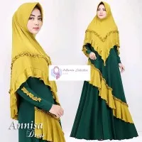 Annisa Dress Baju Gamis Syari Jersey Korea Kombinasi Hijab
