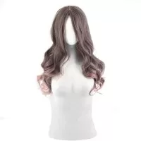 Wig / Rambut Palsu Panjang Keriting Warna Abu-abu +