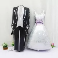 Balon foil 80 cm baju penganten satu pasang bride and groom
