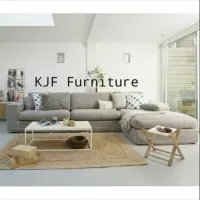 sofa minimalis L sofa keluarga tipe L bahan kain suede