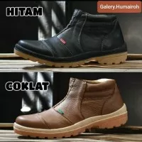 SEPATU SAFETY BOOTS PRIA KICKERS ZIPPER / SEPATU COWOK KULIT ASLI