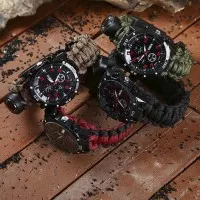 Jam Tangan survival Outdoor Camping Multifungsi 5 in 1 Black