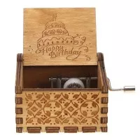 Wooden Music Box Vintage Kotak Musik Frozen Happy Birthday Star