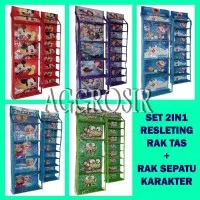 SET 2IN1 RAK SEPATU RAK TAS RESLETING KARAKTER Z0101A