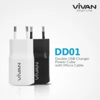 Charger Vivan DD-01 2.4A + Kabel [Original] - Hitam