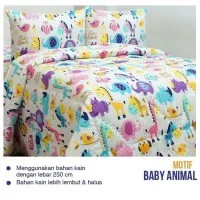 Sprei Katun Motif Baby Animal, 180x200, Esra King