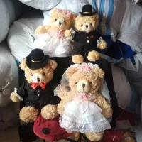 boneka teddy bear wedding besar 40cm couple souvenir bridestory