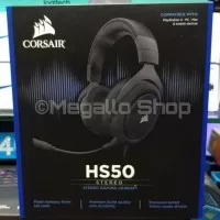 Corsair HS50 Stereo Gaming Headset - Blue - Hitam