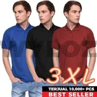 Kaos Polo Shirt Kerah Baju Pria Polos Big Size Lacoste Bahan Gildan -