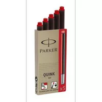Parker Quink Fountain Pen Ink Cartridge Red isi 5 pcs