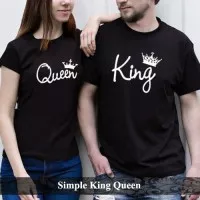 kaos couple pria wanita | tshirt couple simple king queen hitam