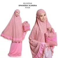 Mukena Dewasa Pink Spandek Almera Telekung Rukuh Spandek Sutra Jersey