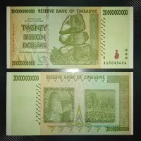 Uang Zimbabwe pecahan 20 Milyar dollar tahun 2008 UNC