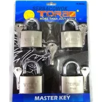 Gembok Master Key Tora 50 mm Pendek isi 4 pcs 4 Anak kunci Termurah