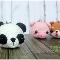 Gantungan Kunci Amigurumi (Boneka Rajut) Panda Head