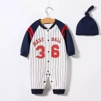 baju bayi jumper baseball 36 dgn topi for baby 0-18 bulan