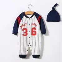 baju bayi jumper baseball 36 strip + topi | baju anak import murah