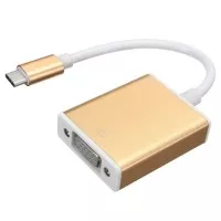 Kabel USB 3.1 Type C To VGA Female / Type-C To VGA Converter - Emas