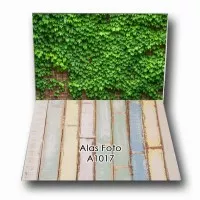 A1017 Alas Foto Background Lipat A1+ motif kayu rumput bata putih