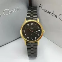 jam tangan wanita original Alexandre christie AC 1007 arab black gold