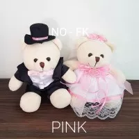 Boneka Teddy Bear Wedding Pengantin / boneka couple beruang pink
