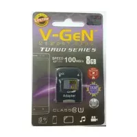 MicroSD V-GeN Turbo 8GB Class 10 85MB/S + Adapter (Memory HP VGEN)