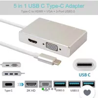 USB TYPE C to HDMI+VGA+3 USB 3.0 Adapter USB 3.1 Conventer 5 in 1