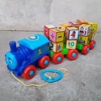 Mainan Kereta Thomas Block Tarik Edukatif - Train Anak Edukasi Blocks