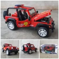 Diecast Jeep Wrangler Fire Alloy - Miniatur Mobil Pemadam Kebakaran