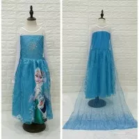 Baju Anak Dress Kostum Princess Gambar Frozen Elsa & Anna - Elsa 23