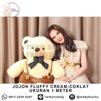 TEDDY BEAR JUMBO 1 METER FLUFFY JOJON PREMIUM CREAM - COKLAT