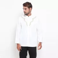 YEGE - Haikal - Baju Kemeja Koko Lengan Panjang Putih Pria