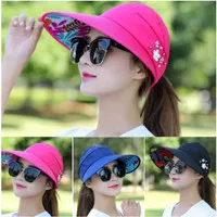 Topi Wanita Pantai Golf Lipat Korea Import Premium - Merah Muda