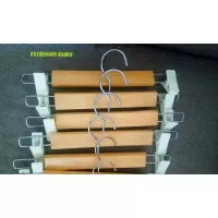 Hanger Jepit Kayu Natural/Gantungan Jepit Celana/Rok