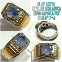 cincin permata batu blue safir ceylon srilanka natural / cincin pria