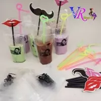 SEDOTAN PLASTIK PUDOT UNIK SEDOTAN SPIRAL ULIR MIX KUMIS BIBIR ISI 50