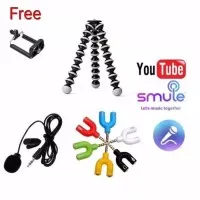 paket youtuber vlog tripod holder mic clip spliter