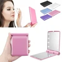 Cermin LED Makeup Mirror Kaca Rias Kosmetik Make Up Lampu Lipat Potabl